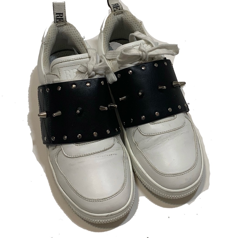 8 / Red Valentino White Sneakers with Black Studded Strap women’s